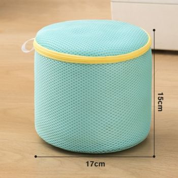 Cylindrical Sandwich Mesh Bra Laundry Bag, Anti-Deformation Underwear Washing Bag — Green
