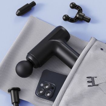 Mini Portable Fascia Gun, 6-Speed Deep Tissue Muscle Massager, Electric Massage Gun for Sports and Home Use - Black