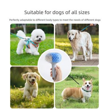 Pet Bath Brush Massage Shampoo Dispensing Grooming Brush for Dog Cat Hair Cleaning-blue