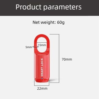 Smart Fingerprint Padlock Portable Luggage Lock Type C Rechargeable Anti Theft Travel Bag Lock-red