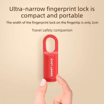 Smart Fingerprint Padlock Portable Luggage Lock Type C Rechargeable Anti Theft Travel Bag Lock-black