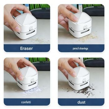 Electric Handheld Household Vacuum – Portable Desktop Vacuum Cleaner – White