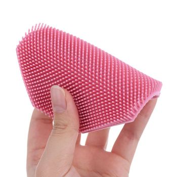 Silicone Body Scrubber Exfoliating Shower Brush Soft Silicone Bath Scrub Brush for Deep Skin Cleansing-pink