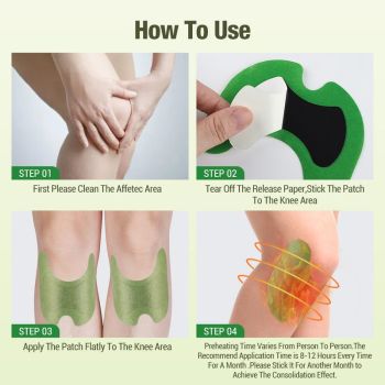 Wormwood Knee Patches Natural Herbal Warm Heat Plaster, Long Lasting Joint Relief Sticker for Knee Discomfort