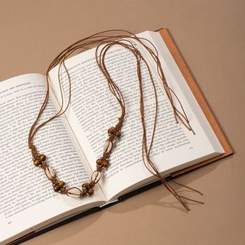 Boho Cowrie Shell Wooden Bead Macrame Waist Belt Adjustable Fringe Drawstring Ethnic Beach Dress Sash