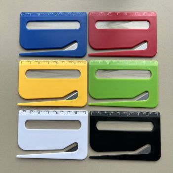 Portable Letter Opener Card Size Envelope Slitter with Ruler Lightweight Mail Opening Cutter for Office Home-Red