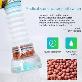 360 Rotating Tap Water Filter Nozzle, Multilayer Water Purifier Tap Adapter, Water Saving Shower Head Filter for Kitchen Sink-Pink