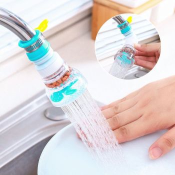360 Rotating Tap Water Filter Nozzle, Multilayer Water Purifier Tap Adapter, Water Saving Shower Head Filter for Kitchen Sink-Blue