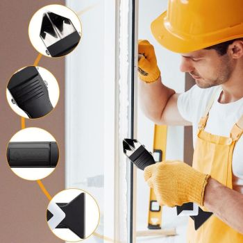 3 in 1 Silicone Caulk Finishing Tool Kit, Multi Size Grout Removal Scraper with 5 Replaceable Angle Heads, Bathroom Kitchen Sealant Smoother Tool Set