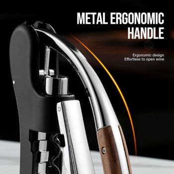 Lever Style Wine Bottle Opener, Heavy Duty Corkscrew with Built-in Foil Cutter for Home Bar Party