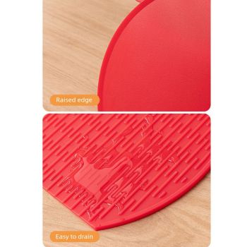 D Shape Double Sided Antibacterial Cutting Board Non Slip Kitchen Chopping Board with Draining Back-red