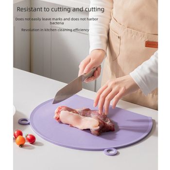 D Shape Double Sided Antibacterial Cutting Board Non Slip Kitchen Chopping Board with Draining Back-black