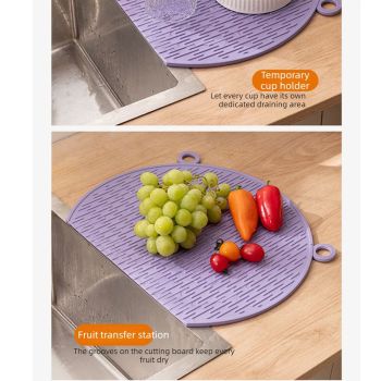 D Shape Double Sided Antibacterial Cutting Board Non Slip Kitchen Chopping Board with Draining Back-pink