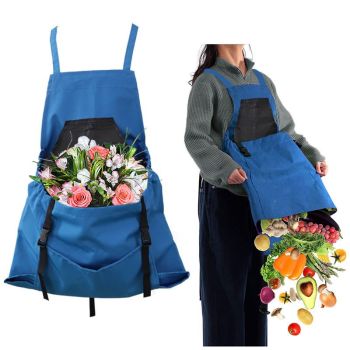 Garden Harvest Apron with Large Detachable Harvest Pouch, Adjustable Shoulder Strap Fruit Vegetable Picking Waist Apron, Multi Use Gardening Gathering Apron for Backyard Farmer-green