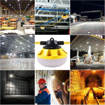 50FT Construction LED Work String Light with 5 LED Bulbs