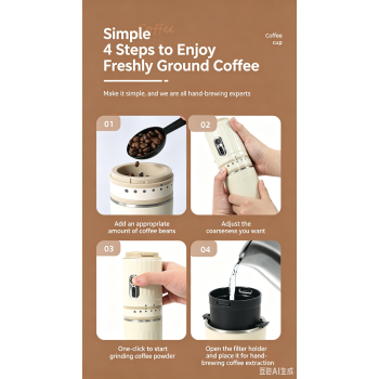 【Portable Electric Coffee Maker, All-in-One Grinder & Brewer with 7 External Adjustable Grind Settings, 1500mAh Rechargeable Battery, 304 Stainless Steel Cordless Drip Coffee Machine for Home Office Travel Camping】