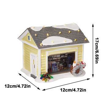 Christmas Village House LED Lighted Desk Building Resin House Statue Ornaments for Tabletop Centerpiece Fireplace Mantel