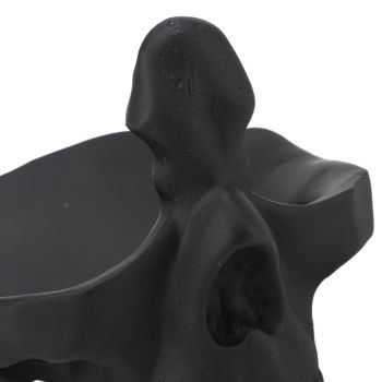 Skull Glasses Stand Lifelike Scratch Resistant Practical Statue Eyeglasses Holder with Storage Tray for Home Black