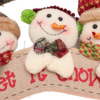 Christmas Wreath Fadeless Durable Joyful Vibes Rich Bright Colors Grapevine Wreath for Door Window Decor Snowman Style