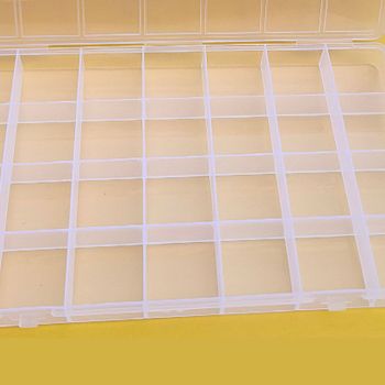 Clear Plastic Storage Box 28 Grids ABS Transparent Small Item Organizer Box for Jewelry Hair Ties