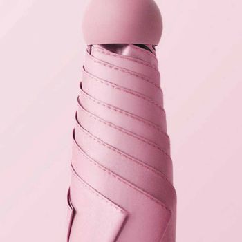 6 Ribs Folding Umbrella Five Fold UV Proof Sunscreen Capsule Umbrella for Sunny Rainy Days Pink with Storage Box