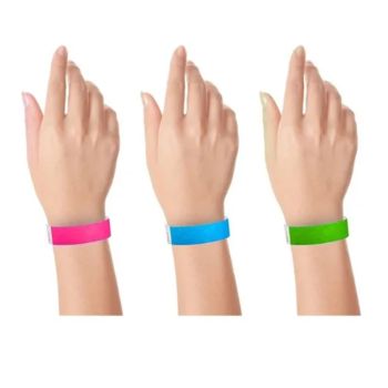 300pcs Synthetic Paper Wristbands Disposable Waterproof Paper Wrist Strap Event Wrist Bands for Amusement Park Green Pink Blue