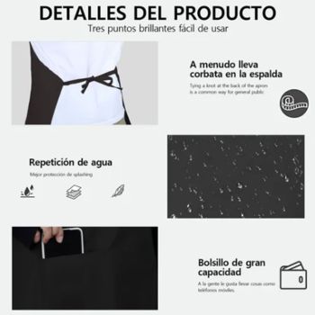 6pcs Waterproof Apron Lightweight Black Apron with Two Pockets for Mens Women for Housework Cooking