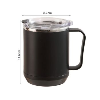 Coffee Mug 460ml 304 Stainless Steel Liner Leakproof Elegant Portable Mug for Outdoor Activities Black