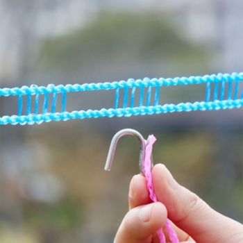Clothesline 8 Meters Windproof Stable Load Bearing Nylon Material Punch Free Installation Laundry Rope for Indoor Outdoor Blue