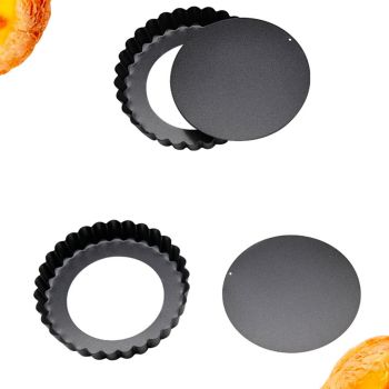 6 Pcs Mini Cake Mould with Removable Bottom 3 Inch Egg Tart Mould Muffin Pans Black Round for Dessert Baking Cooking