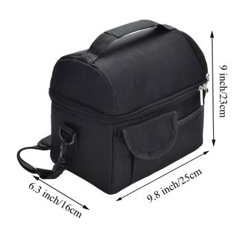 Cooler Bags Insulated Double Layer Large Capacity Oxford Cloth Washable Foldable Heat Insulation Lunch Bag for Office Black