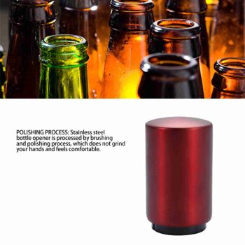 Automatic Bottle Opener Magnetic Stainless Steel Push Down Bottle Lid Opening Tool for Beer Glass Beverage Bottle Red