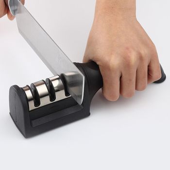 Knife Sharpener 3 Slot Kitchen Knives Sharpen Blade Sharpening Tool for Home Kitchen Black