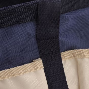 Round Garden Tools Bag 6 Pockets Oxford Cloth Gardening Tool Storage Tote for Men Women Gardener Dark Blue with Cream Color