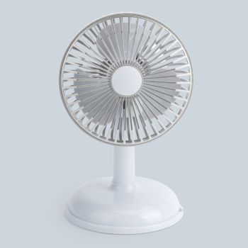 Small Electric Fan Simple Portable Vintage Pure Color USB Charging Little Fan for Summer Light Blue