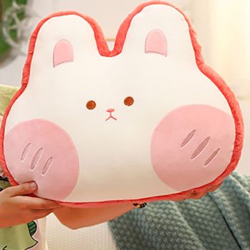 Animal Shape Pillow Stuffed Cushion Toy Flannel Plush Animal Soft Pillow for Kids Christmas Gift Watermelon Red Rabbit 40x30cm