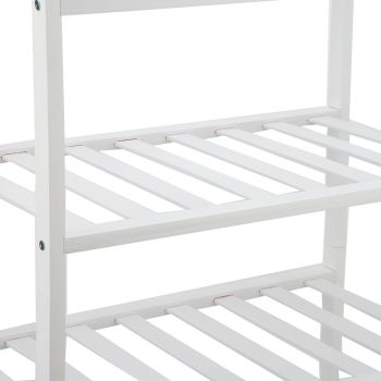 4 Tier Shoe Rack White Stackable Shoes Rack Organizer Multifunctional Bamboo Shoe Rack for Home Hotel Dorm