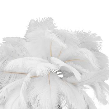 Feather Table Lamp USB Rechargeable Ostrich Feather Desk Light with Gold Tripod for Bedroom 40Pcs Artificial Feather White