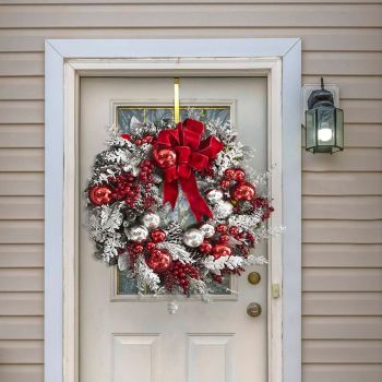 40cm Christmas Wreath Xmas Door Oranments Merry Christmas Decor For Home 2021 Happy New Year Hanging Pendants