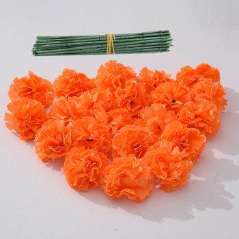 50Pcs Marigold Artificial Flower for Diwali Home Decor DIY Wreath Garland Craft Wedding Party Decoration