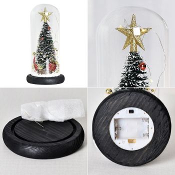 Christmas Tree in Glass Dome LED Glass Cover Ornaments Cedar Window Shooting Props Gifts for Girlfriends and Lovers