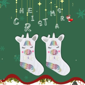 Christmas Stocking with LED Light Sparkly Sequins Stockings Candy Gift Bag for Christmas Decoration