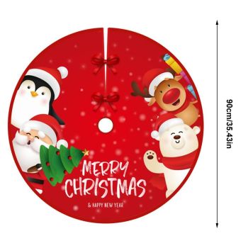 90cm Christmas Tree Skirt Brushed Cloth Carpet Personality Pattern New Year Christmas Tree Floor Mat Ornaments Decoration