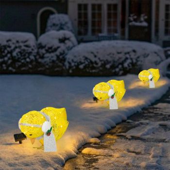 Chick with Scarf Decor Lights Yellow Chick Flat Garden Sculpture Chick Ornaments for Lawn Yard Christmas Holiday Decorations