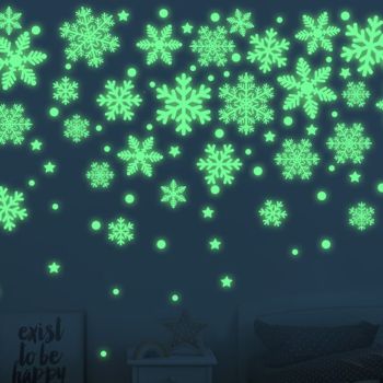 in The Dark Christmas Snowflake Sticker Xmas Self Adhesive PVC Wall Decals Stickers Luminous Stickers for Wall Door Window Ceiling