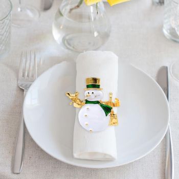 Christmas Napkin Rings Set of 6 Snowman Metal Napkin Ring Holders for Dining Table Decor for Holiday Party Decoration