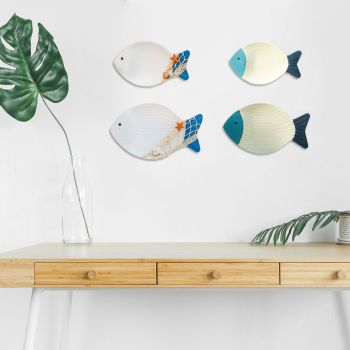 Wood Fish Hanging Ornament Wooden Fish Wall Art Decor for Beach Theme Fish Sculpture