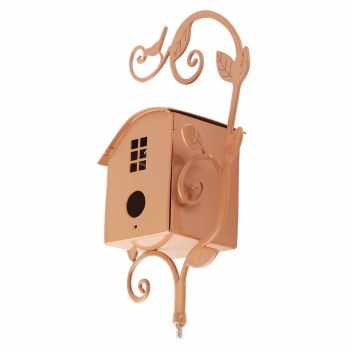 Metal Bird House with Pole Metal Art Cottage Bird House Stakes Hummingbird House Distressed Metal Birdhouse Garden Decor