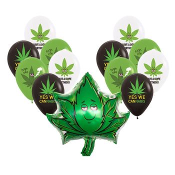 Weed Balloons Birthday Party Supplies Aluminum Foil Latex Balloon Weed Leaves Balloons Weed Party Decorations for Adults