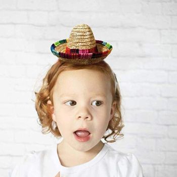 3 Pack Cinco De Mayo Fiesta Headbands Party Decorations Non Woven and Straw Sombrero Party Hats Photo Booth Props for Kids Pet